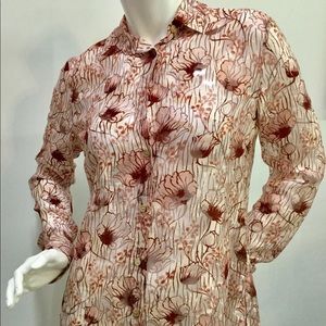 Bottega Veneta Designer Floral Blouse Medium Large